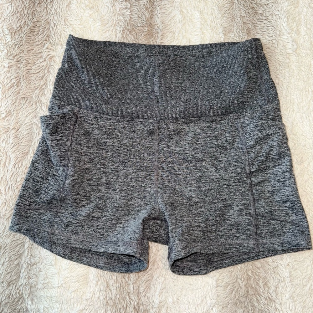 Women’s Grey Athletic Shorts with Side Open Pockets